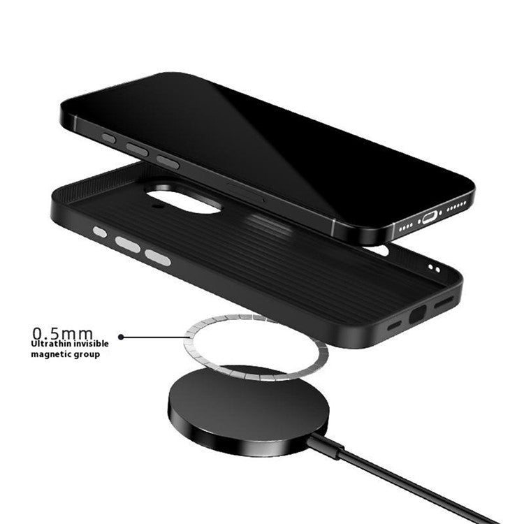 ABEEL For iPhone 16 Case PC + TPU + Aluminum Alloy + PU Leather Phone Cover Compatible with MagSafe - Texture 2