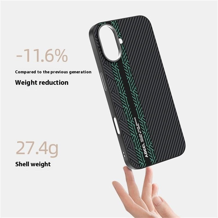 ABEEL For iPhone 16 Case PC + TPU + Aluminum Alloy + PU Leather Phone Cover Compatible with MagSafe - Texture 2