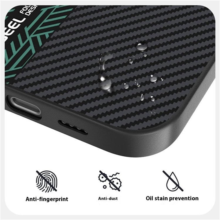 ABEEL For iPhone 16 Case PC + TPU + Aluminum Alloy + PU Leather Phone Cover Compatible with MagSafe - Texture 2