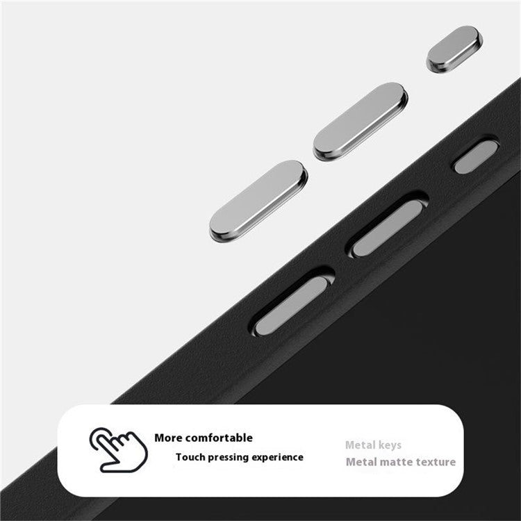 ABEEL For iPhone 16 Case PC + TPU + Aluminum Alloy + PU Leather Phone Cover Compatible with MagSafe - Texture 2