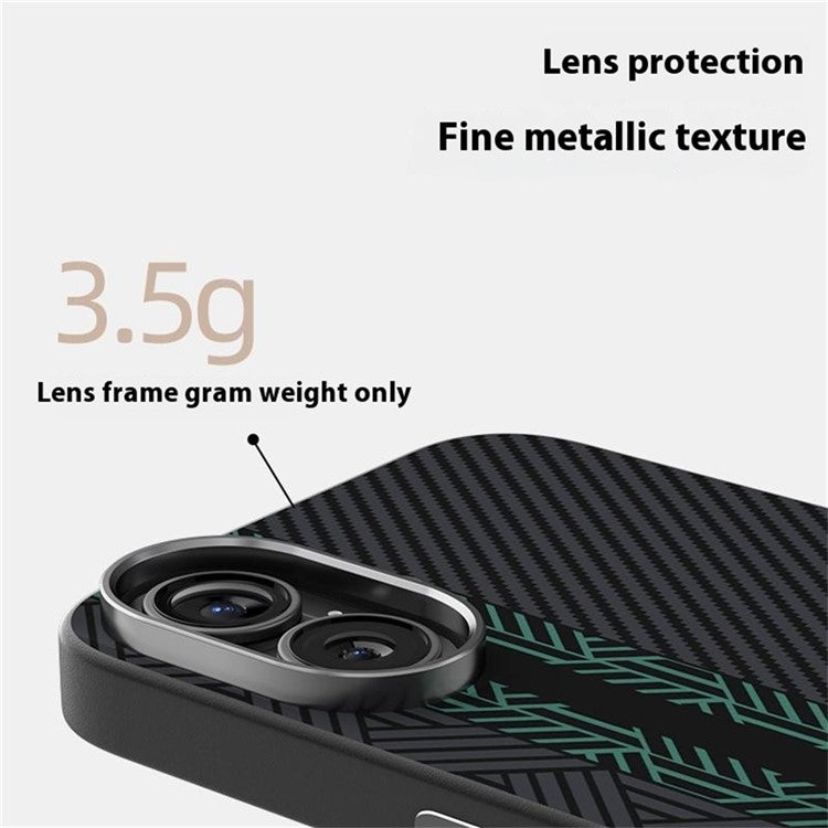 ABEEL For iPhone 16 Case PC + TPU + Aluminum Alloy + PU Leather Phone Cover Compatible with MagSafe - Texture 2