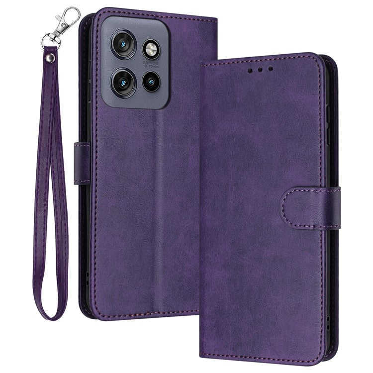 For Motorola Edge 50 Neo 5G / Moto S50 5G / Thinkphone 25 5G Case Flip Stand PU Leather Wallet Phone Cover Calf Texture - Purple