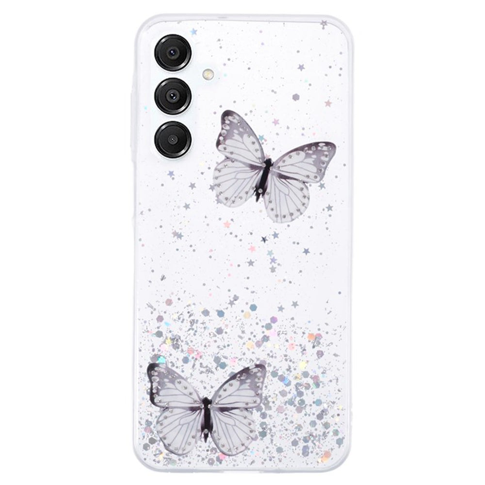 WANLONFENG AW Series for Samsung Galaxy A16 4G / 5G Case with Screen Film TPU Phone Cover PVC Butterfly Epoxy - White