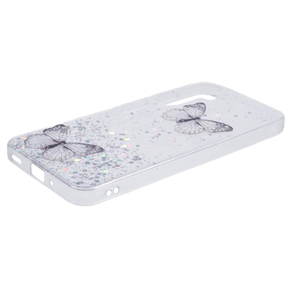 WANLONFENG AW Series for Samsung Galaxy A16 4G / 5G Case with Screen Film TPU Phone Cover PVC Butterfly Epoxy - White