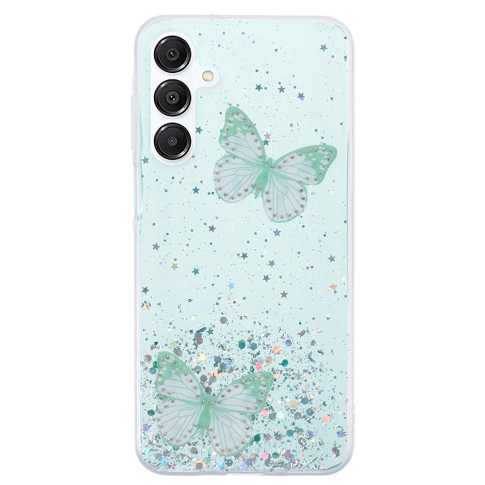 WANLONFENG AW Series for Samsung Galaxy A16 4G / 5G Case with Screen Film TPU Phone Cover PVC Butterfly Epoxy - Green