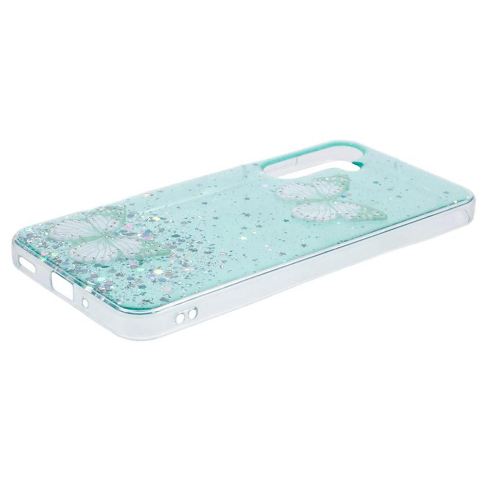 WANLONFENG AW Series for Samsung Galaxy A16 4G / 5G Case with Screen Film TPU Phone Cover PVC Butterfly Epoxy - Green