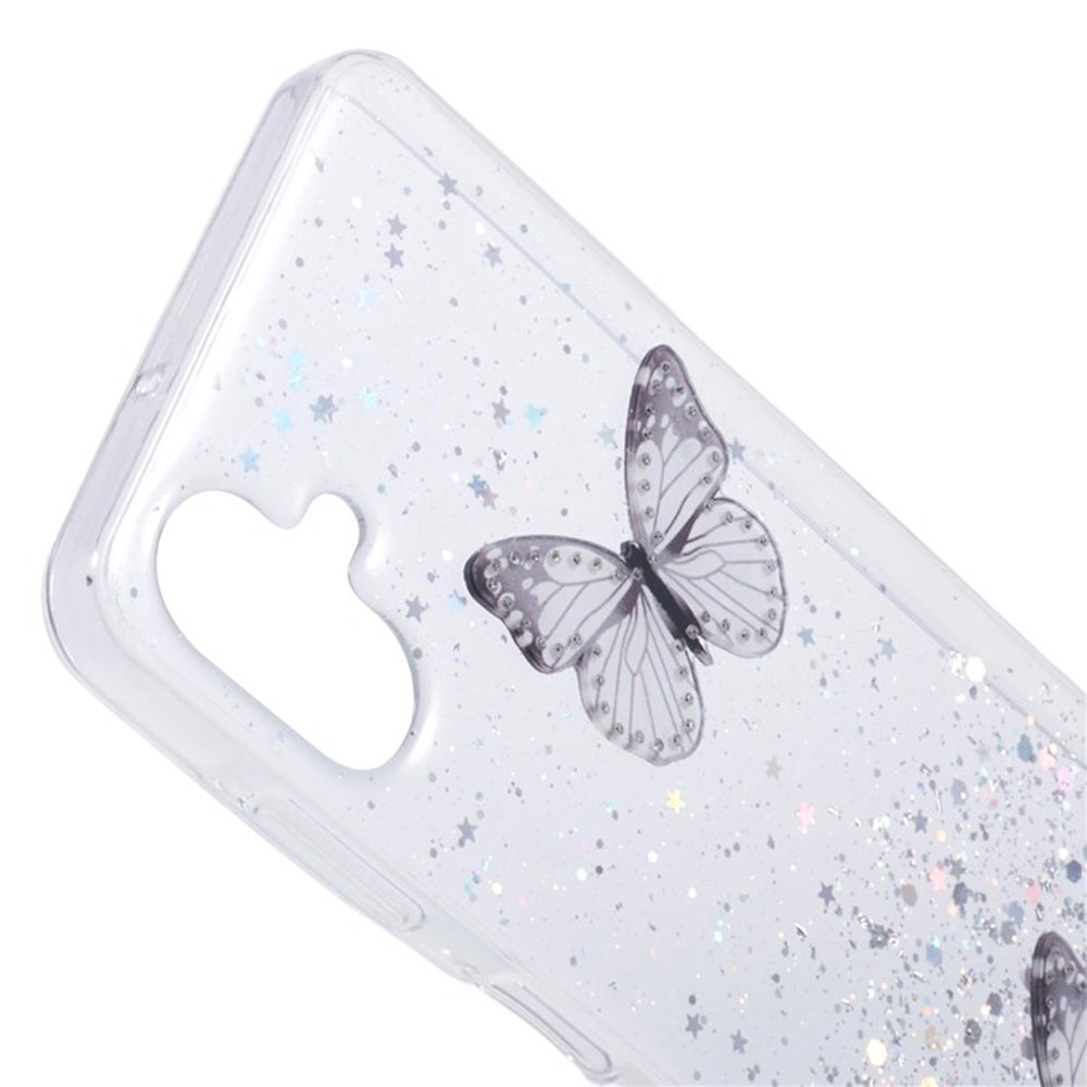WANLONFENG AW Series for Samsung Galaxy A06 Case with Screen Film TPU Phone Cover PVC Butterfly Epoxy - White
