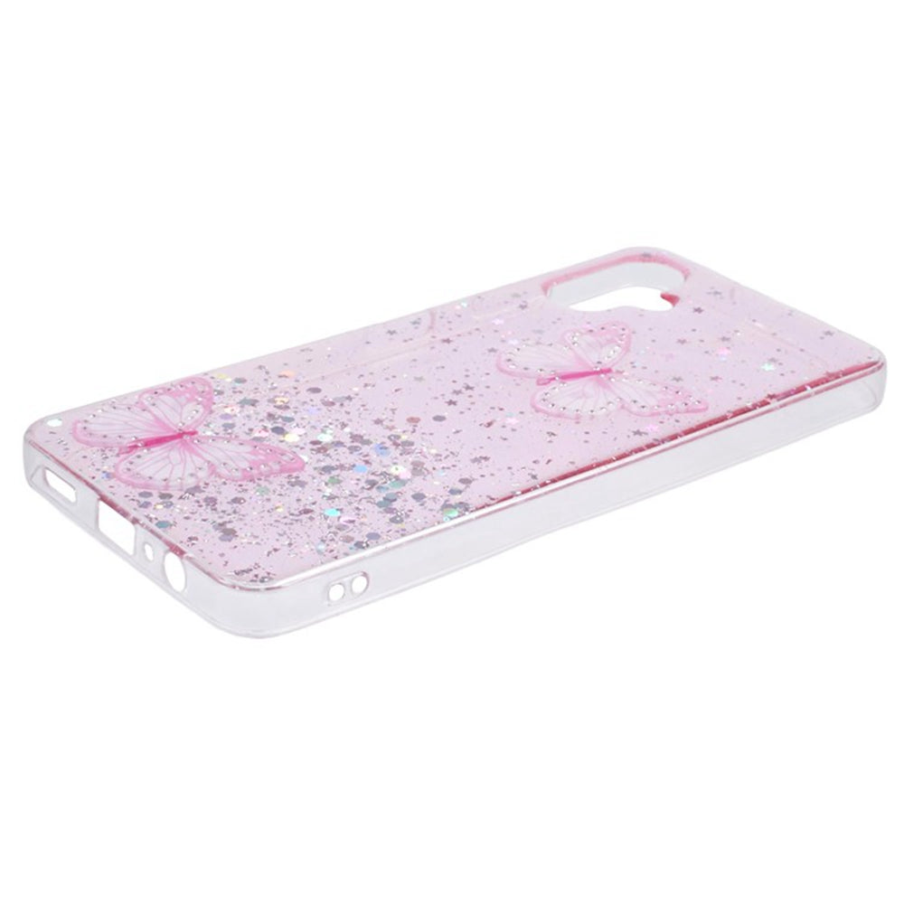 WANLONFENG AW Series for Samsung Galaxy A06 Case with Screen Film TPU Phone Cover PVC Butterfly Epoxy - Pink