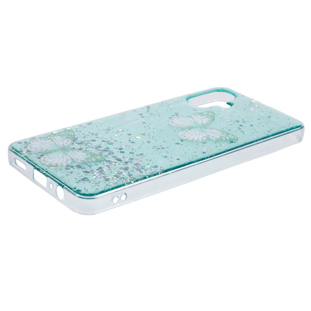 WANLONFENG AW Series for Samsung Galaxy A06 Case with Screen Film TPU Phone Cover PVC Butterfly Epoxy - Green