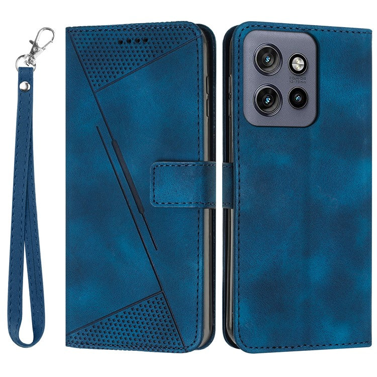 For Motorola Edge 50 Neo 5G / Moto S50 5G / Thinkphone 25 5G Case Handbag Imprinted Triangle Leather Phone Cover - Sapphire