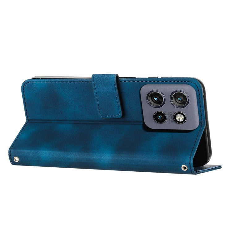 For Motorola Edge 50 Neo 5G / Moto S50 5G / Thinkphone 25 5G Case Handbag Imprinted Triangle Leather Phone Cover - Sapphire