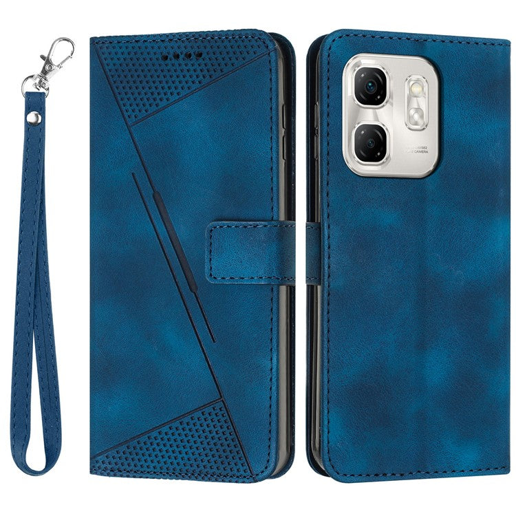 For Infinix Hot 50i 4G / Smart 9 4G Case Handbag Imprinted Triangle Leather Phone Cover - Sapphire