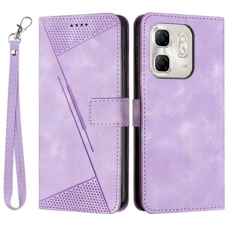 For Infinix Hot 50i 4G / Smart 9 4G Case Handbag Imprinted Triangle Leather Phone Cover - Purple