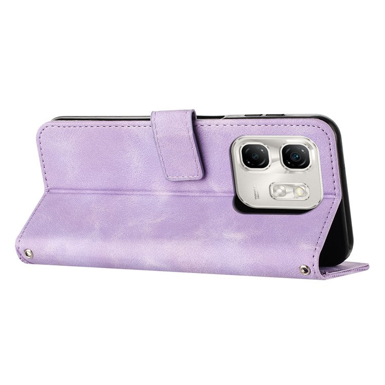 For Infinix Hot 50i 4G / Smart 9 4G Case Handbag Imprinted Triangle Leather Phone Cover - Purple