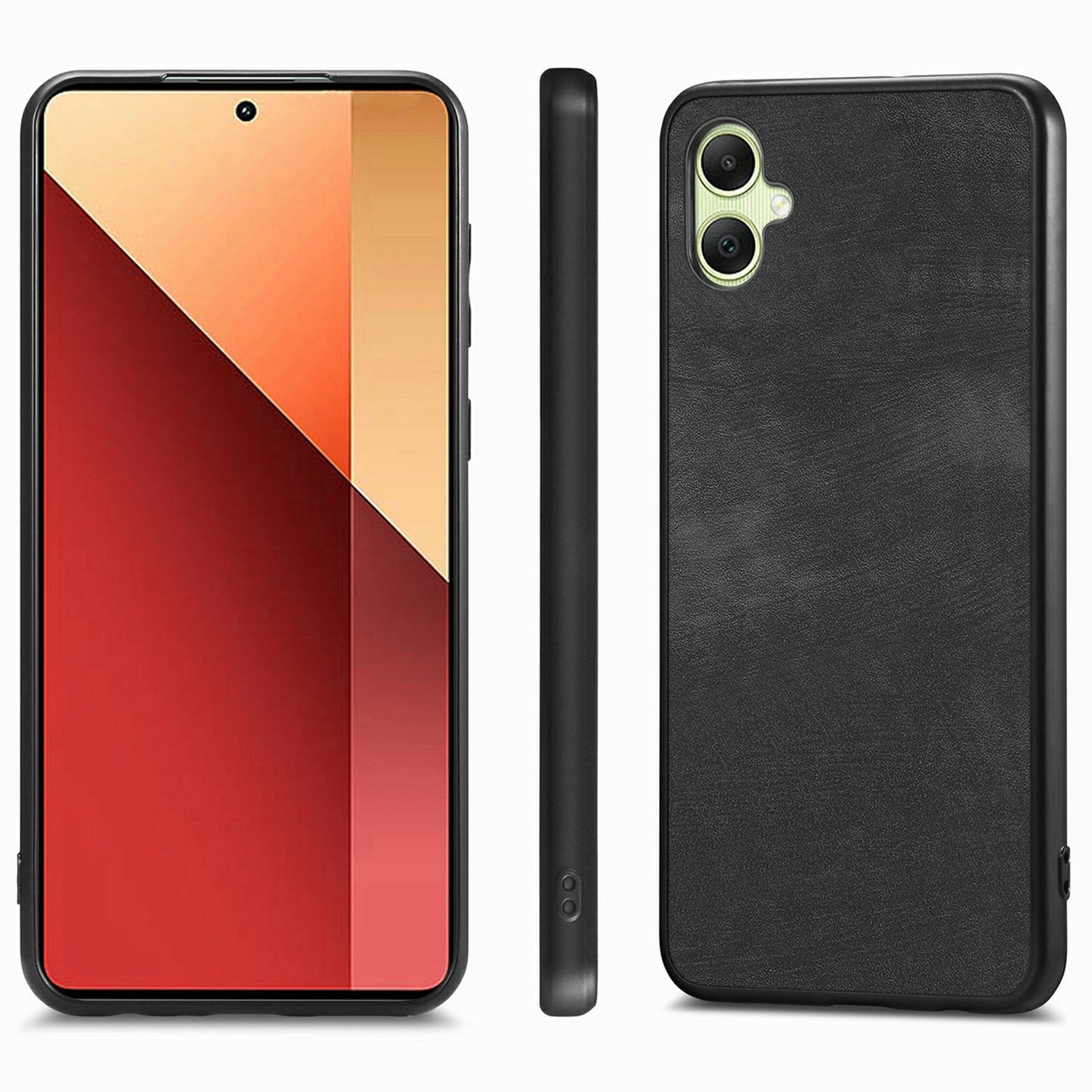For Samsung Galaxy A06 Case Retro Leather + TPU Shockproof Protective Phone Cover - Black