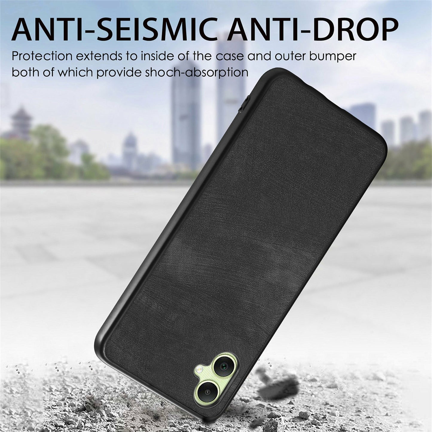 For Samsung Galaxy A06 Case Retro Leather + TPU Shockproof Protective Phone Cover - Blue