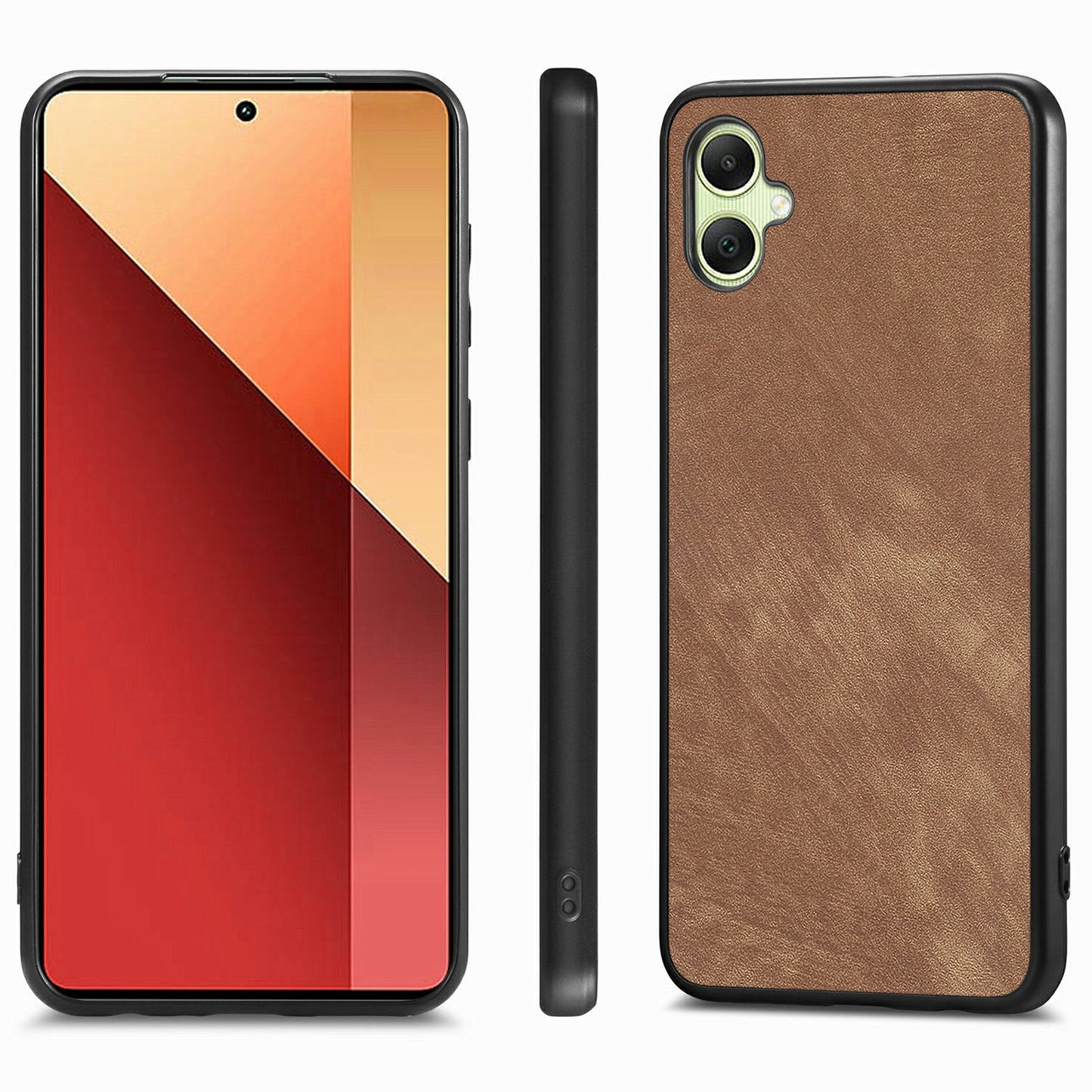 For Samsung Galaxy A06 Case Retro Leather + TPU Shockproof Protective Phone Cover - Brown
