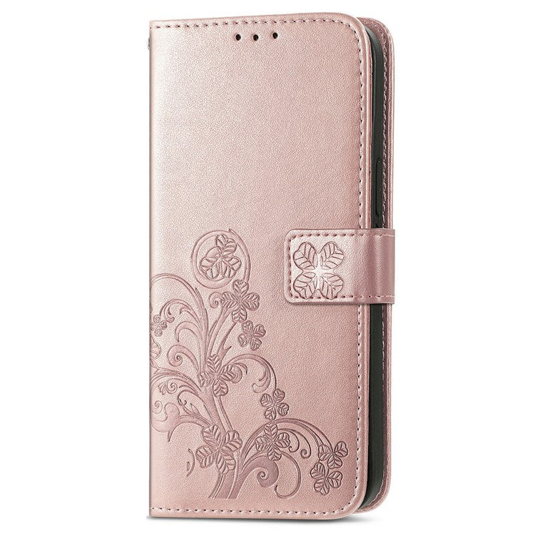 For Google Pixel 9 / Pixel 9 Pro Leather Case Four-Leaf Clover Wallet Phone Cover - Rose Gold