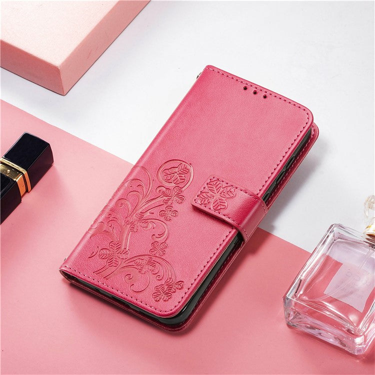For Google Pixel 9 / Pixel 9 Pro Leather Case Four-Leaf Clover Wallet Phone Cover - Rose