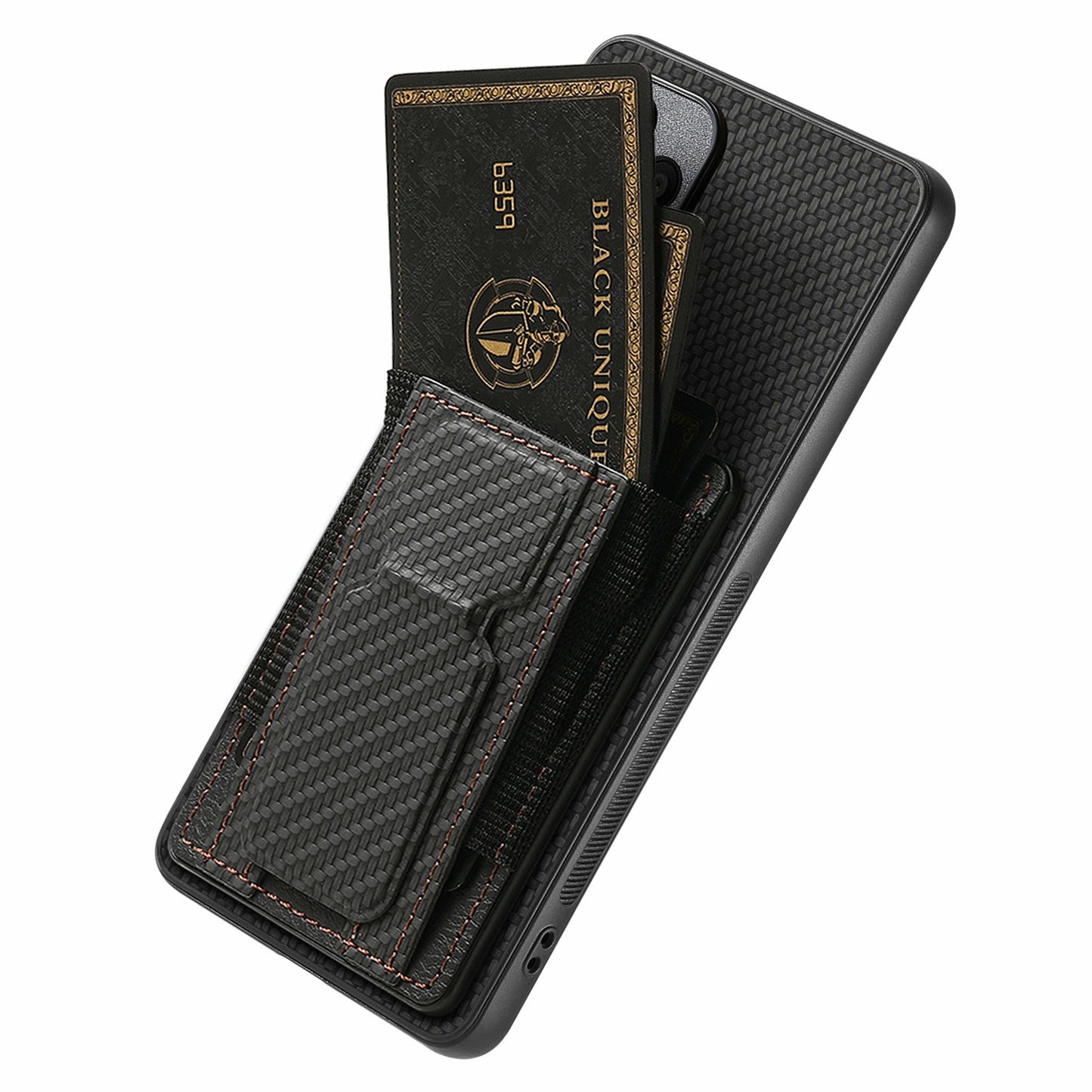 For Samsung Galaxy A06 Case Kickstand Card Holder Leather Back Cover - Black