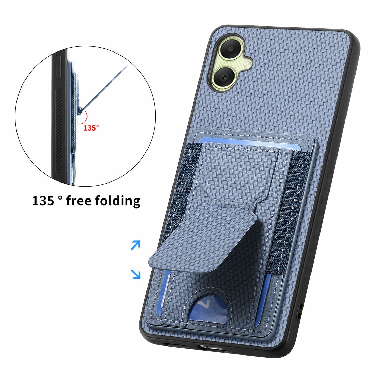 For Samsung Galaxy A06 Case Kickstand Card Holder Leather Back Cover - Black