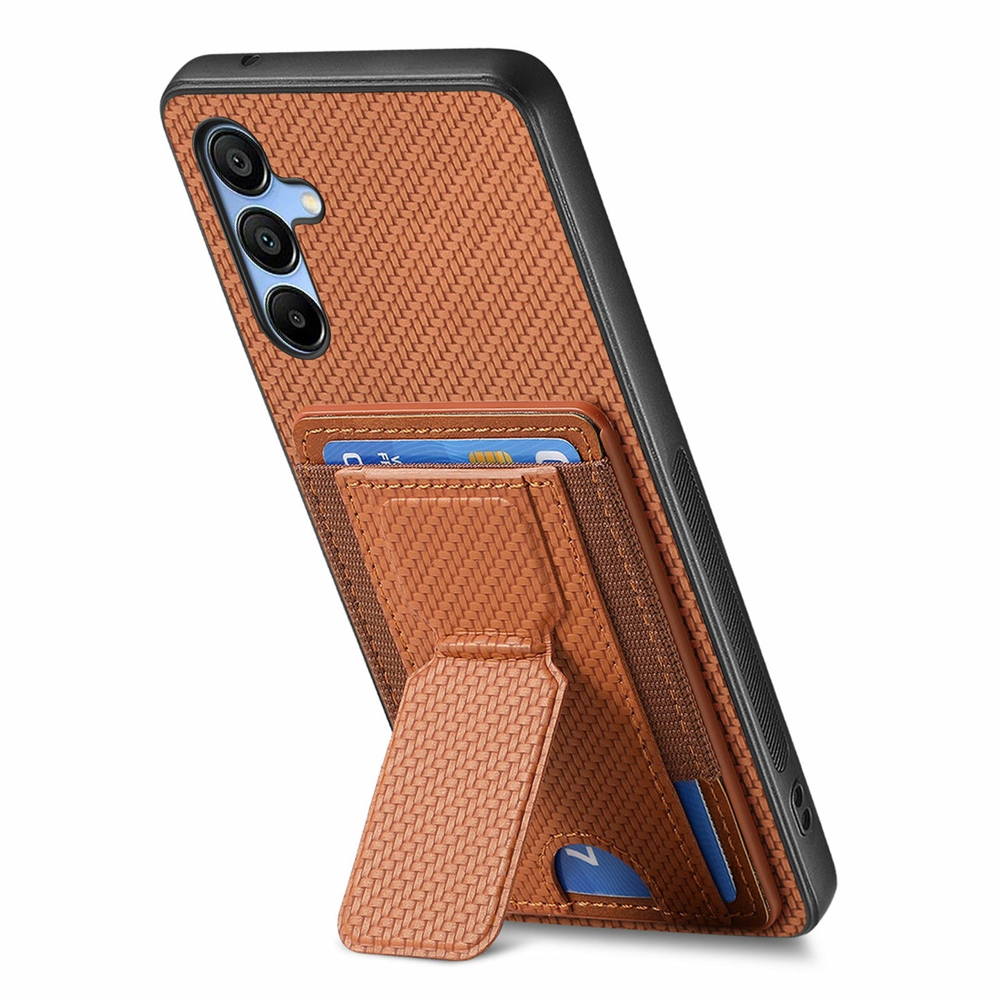 For Samsung Galaxy A16 4G / 5G Case Kickstand Card Holder Leather Back Cover - Brown