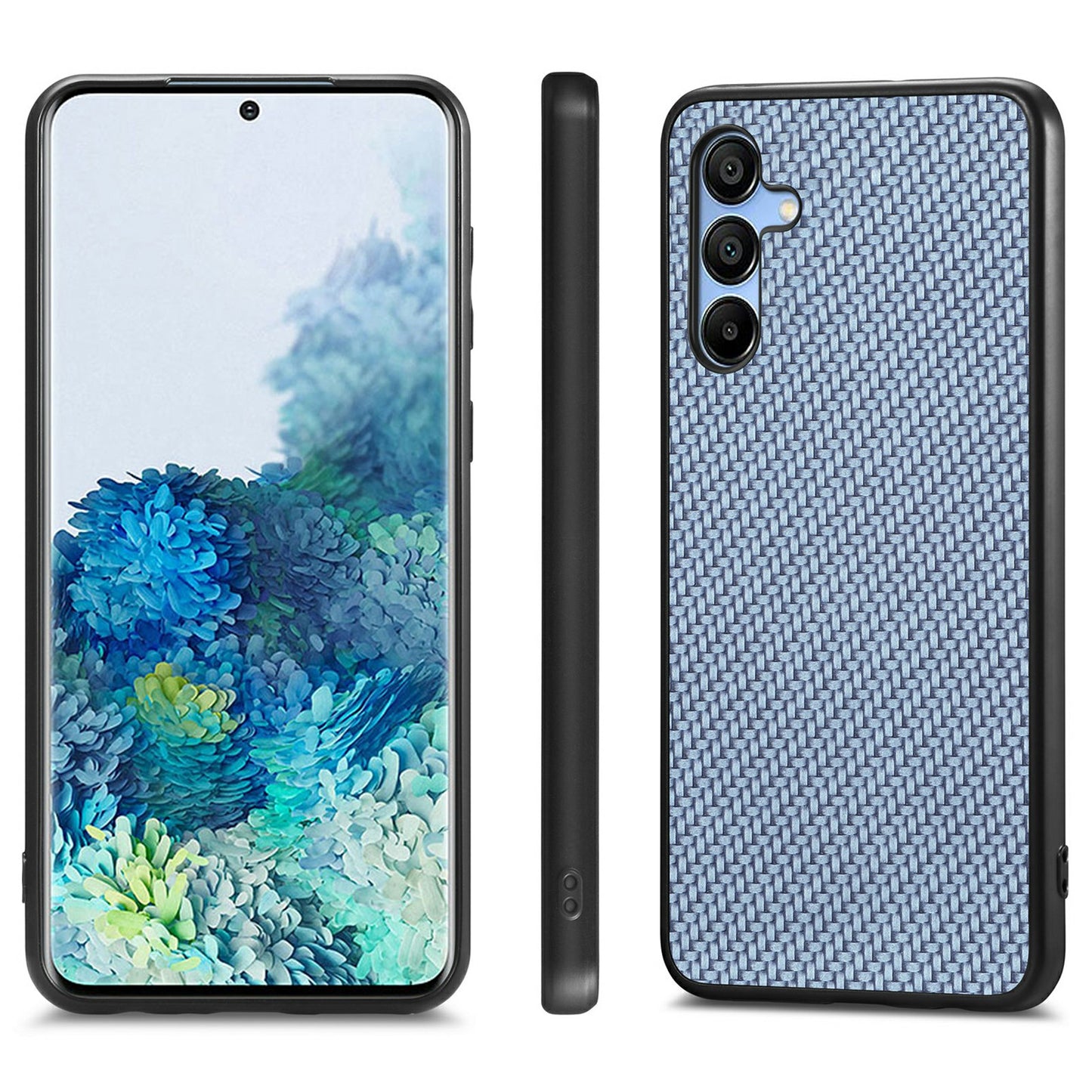 For Samsung Galaxy A16 4G / 5G Case Carbon Fiber Texture PU+PC+TPU Phone Cover - Blue