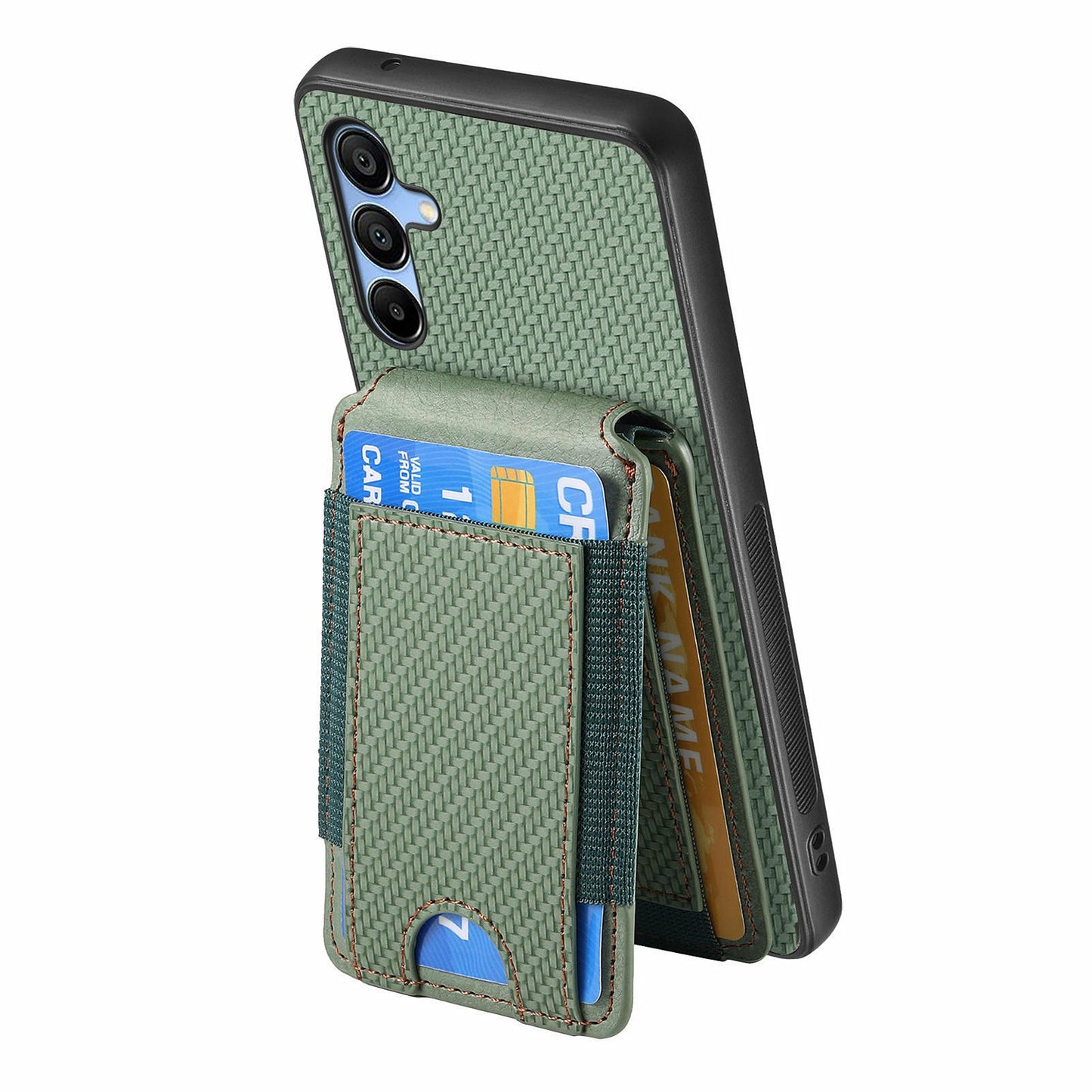 For Samsung Galaxy A16 4G / 5G Case Card Holder Leather+PC+TPU Kickstand Phone Cover - Green