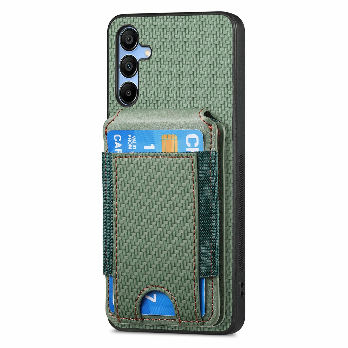 For Samsung Galaxy A16 4G / 5G Case Card Holder Leather+PC+TPU Kickstand Phone Cover - Green