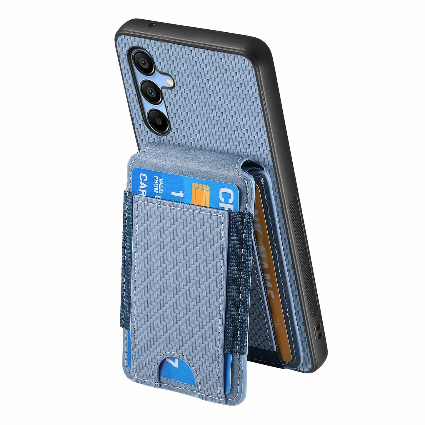 For Samsung Galaxy A16 4G / 5G Case Card Holder Leather+PC+TPU Kickstand Phone Cover - Blue