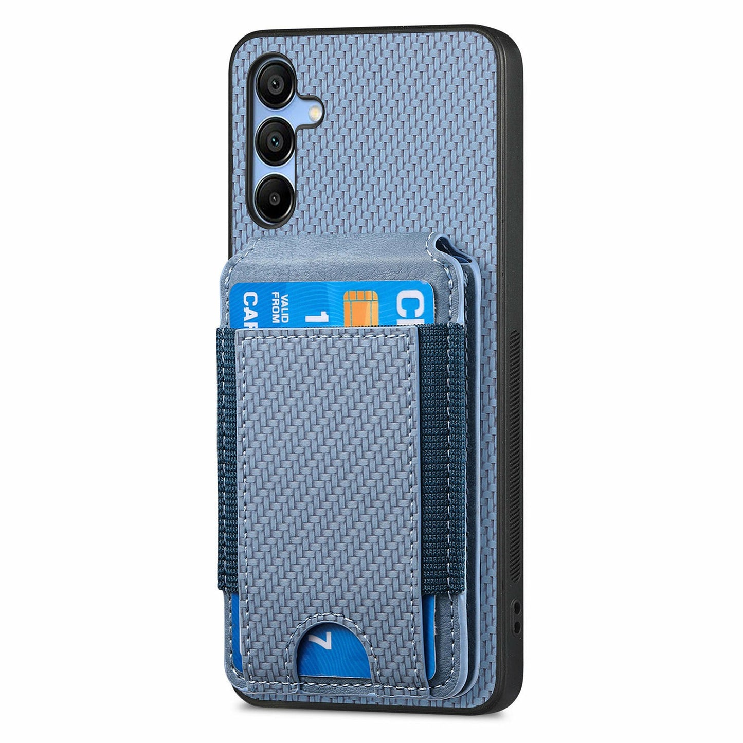 For Samsung Galaxy A16 4G / 5G Case Card Holder Leather+PC+TPU Kickstand Phone Cover - Blue
