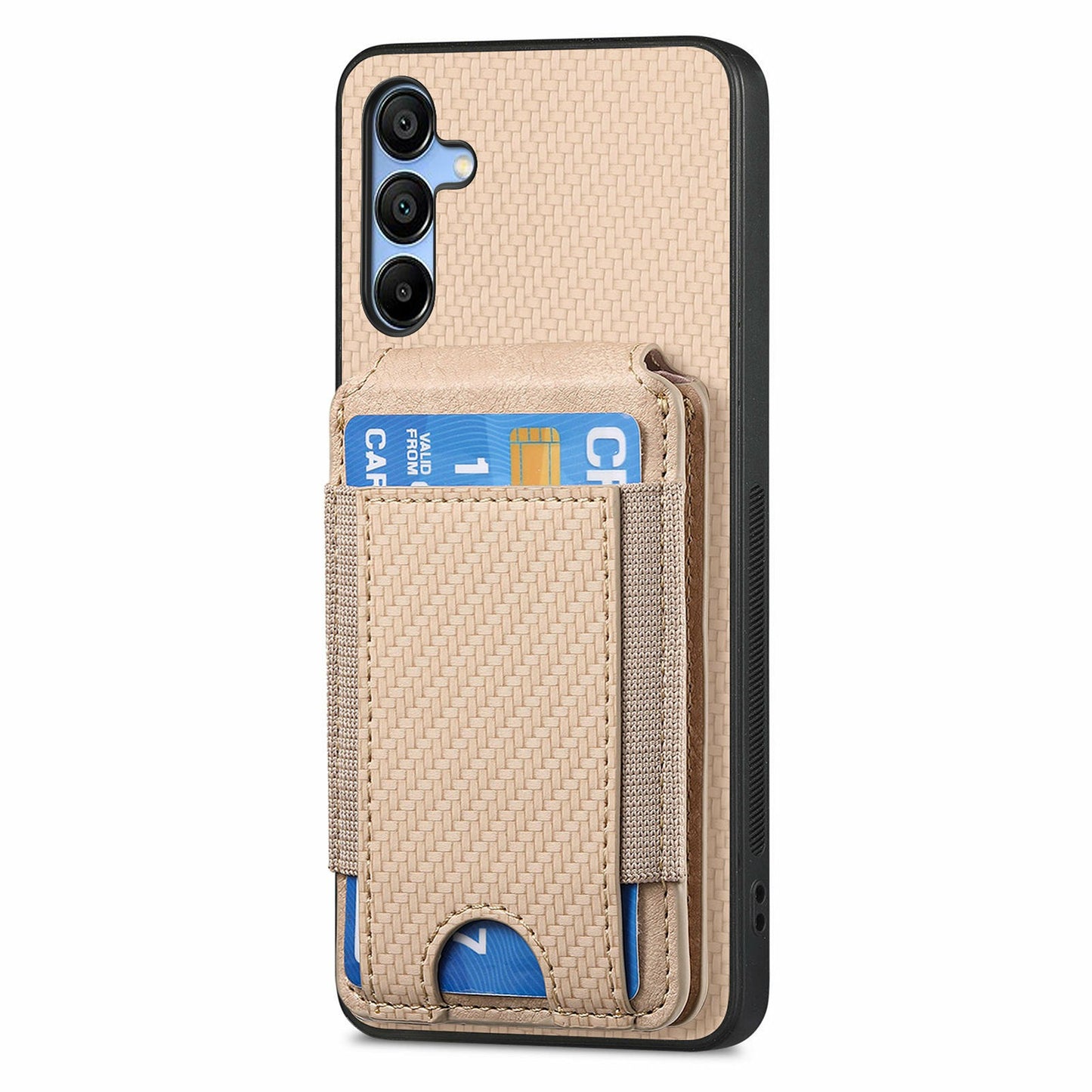 For Samsung Galaxy A16 4G / 5G Case Card Holder Leather+PC+TPU Kickstand Phone Cover - Khaki