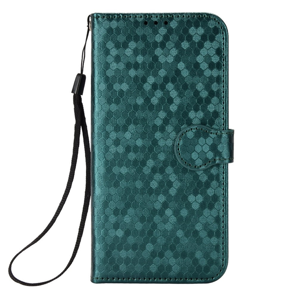 For Samsung Galaxy M23 5G / F23 5G PU Leather Wallet Flip Cover Dot Pattern Imprinted Magnetic Closure Stand Shockproof TPU Phone Case with Strap - Green