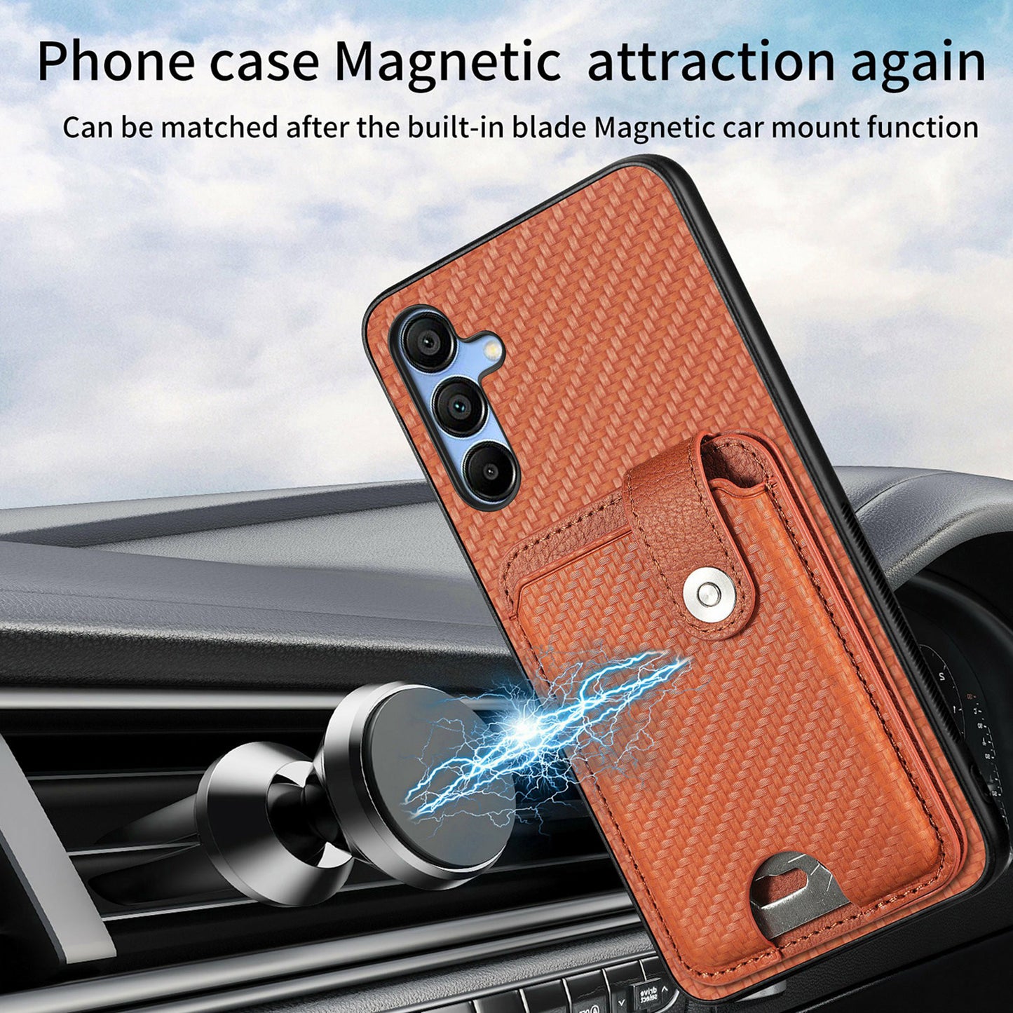 For Samsung Galaxy A16 4G / 5G Case Card Holder Leather+PC+TPU Phone Cover with Card Knife - Black