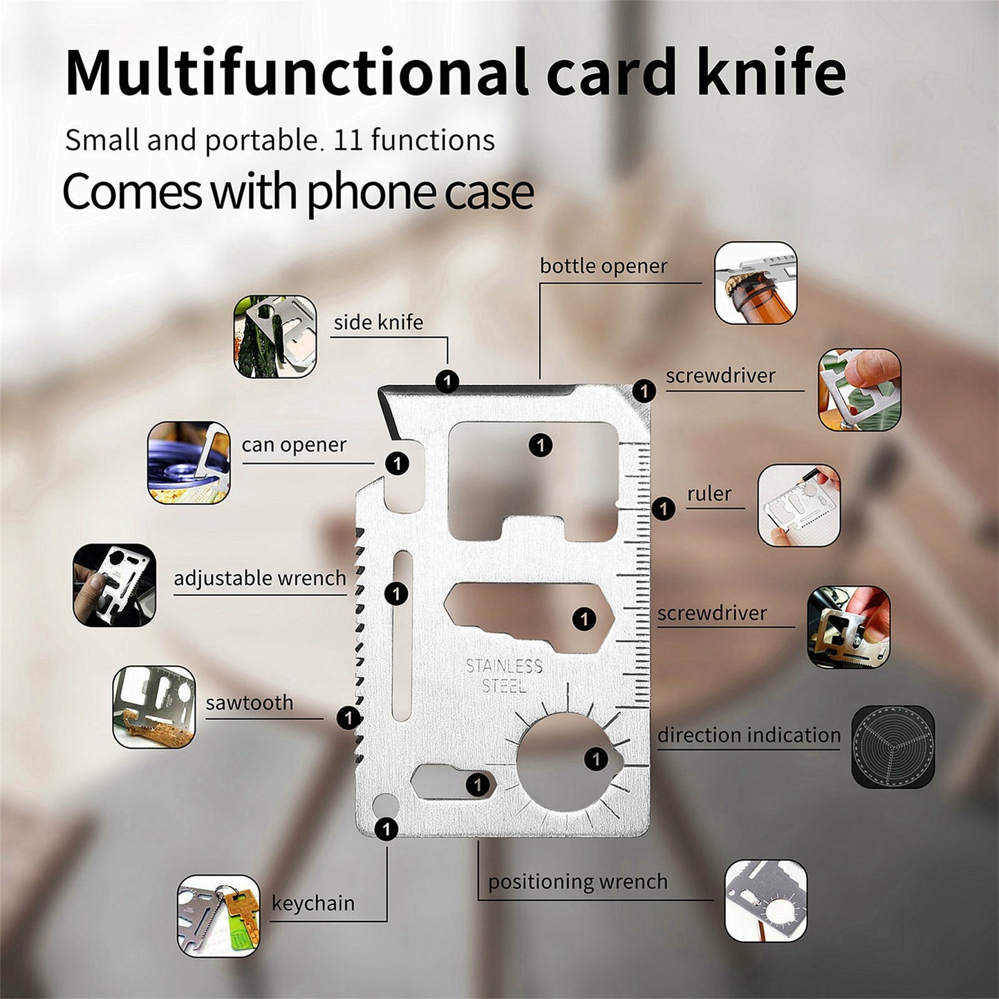 For Samsung Galaxy A06 Case Card Holder Leather+PC+TPU Phone Cover with Card Knife - Khaki