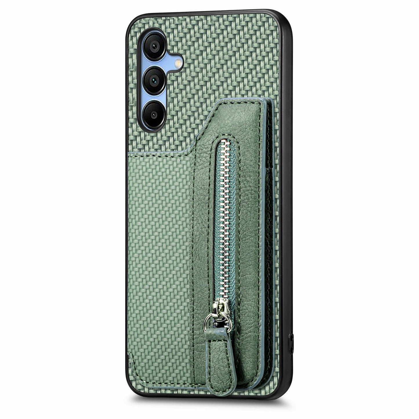 For Samsung Galaxy A16 4G / 5G Case Leather+PC+TPU Zipper Pocket Kickstand Phone Cover - Green