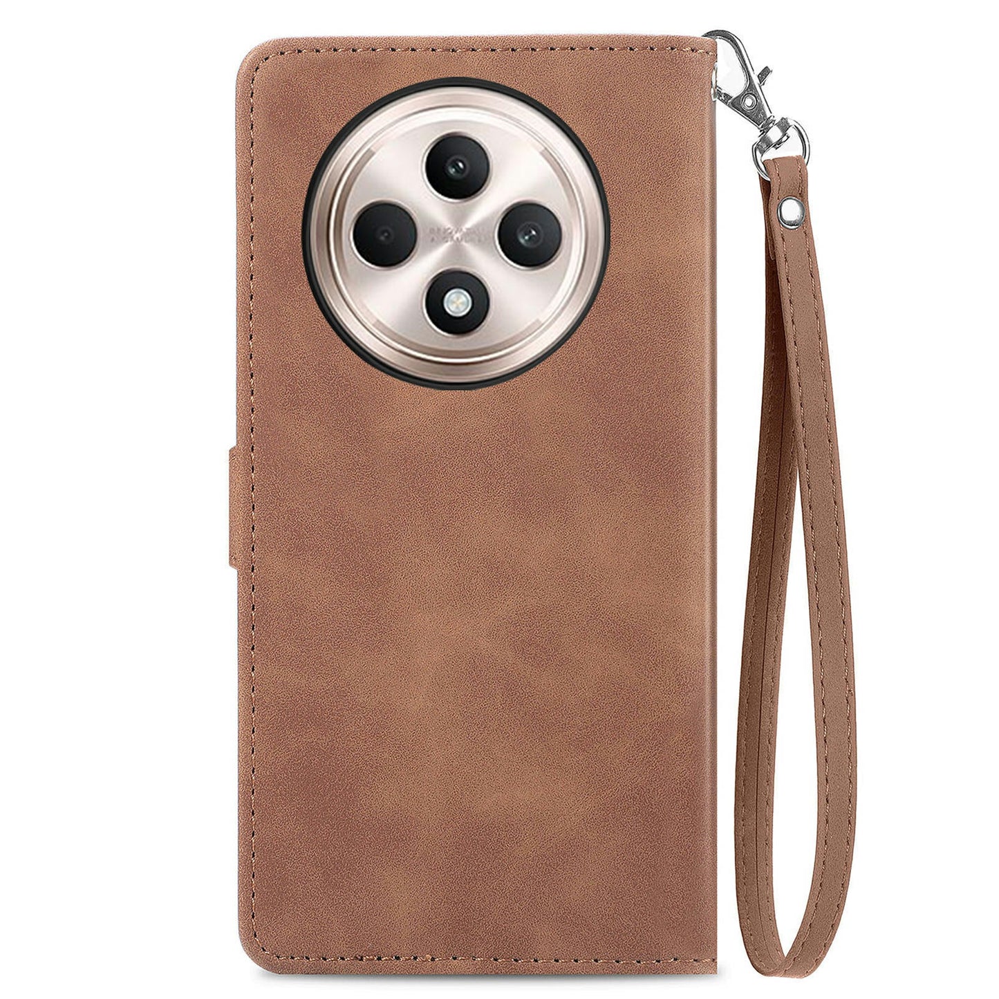For Oppo F27 5G Case Zipper Wallet PU Leather Flower Imprint Phone Cover - Brown