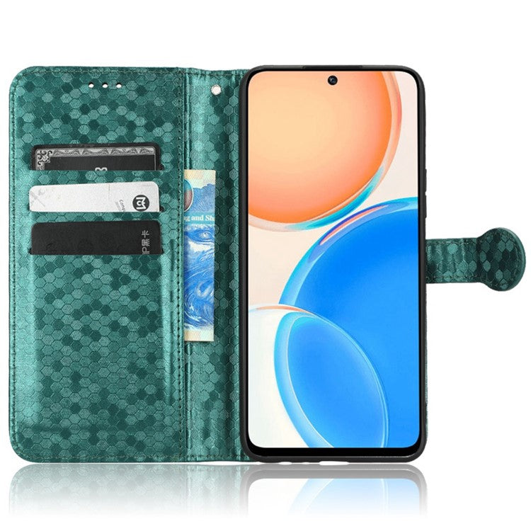 For Honor X8 4G 4G Full Coverage PU Leather Phone Cover Dot Pattern Imprinted Wallet Stand Magnetic Phone Case with Strap - Green