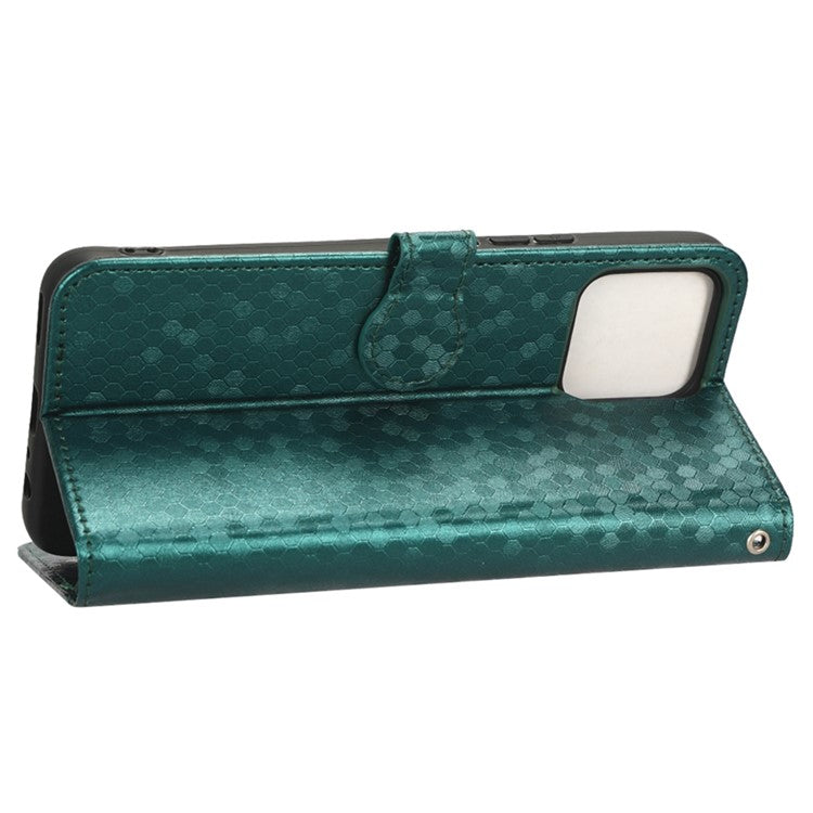 For Honor X8 4G 4G Full Coverage PU Leather Phone Cover Dot Pattern Imprinted Wallet Stand Magnetic Phone Case with Strap - Green