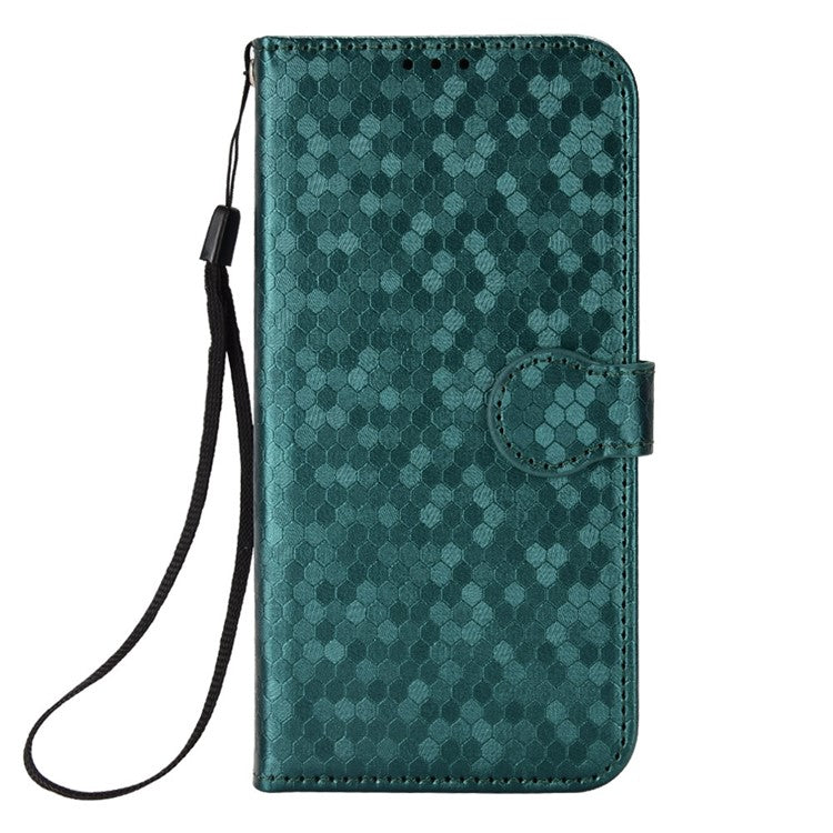 For Honor X8 4G 4G Full Coverage PU Leather Phone Cover Dot Pattern Imprinted Wallet Stand Magnetic Phone Case with Strap - Green