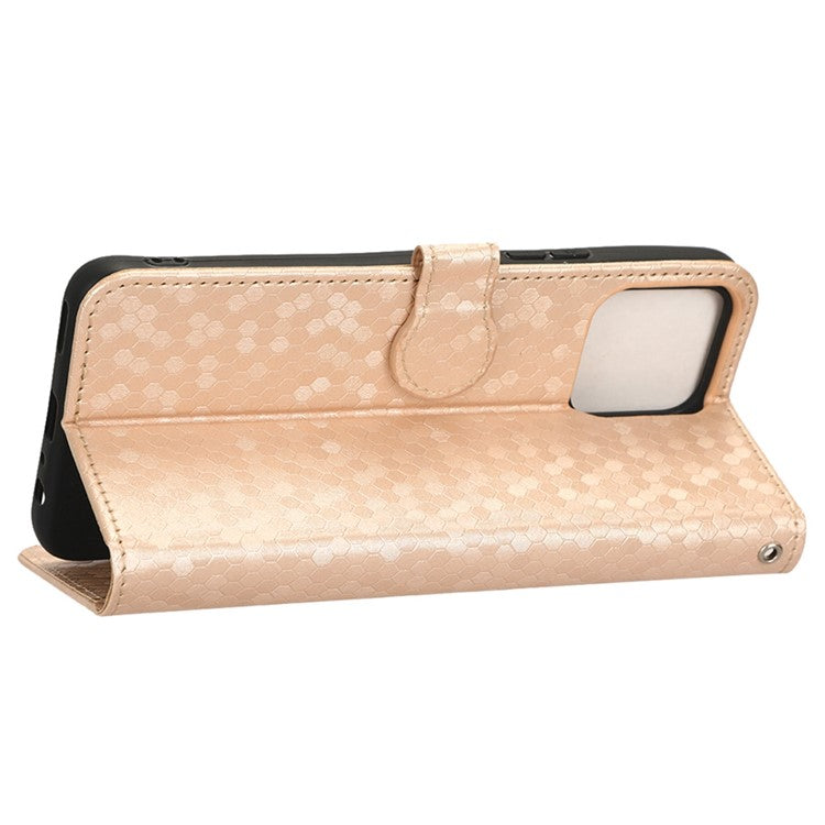 For Honor X8 4G 4G Full Coverage PU Leather Phone Cover Dot Pattern Imprinted Wallet Stand Magnetic Phone Case with Strap - Rose Gold