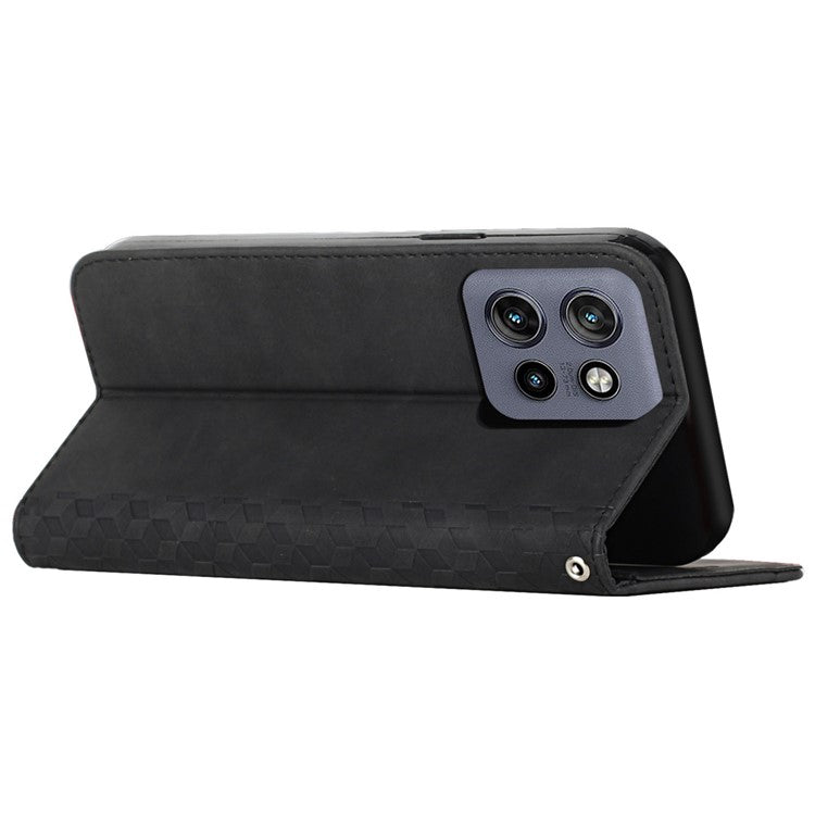 For Motorola Edge 50 Neo 5G / Moto S50 5G / Thinkphone 25 5G Phone Cover Imprinted PU Leather Wallet Stand Case - Black