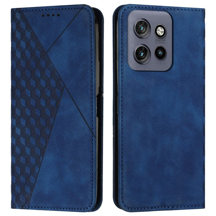 For Motorola Edge 50 Neo 5G / Moto S50 5G / Thinkphone 25 5G Phone Cover Imprinted PU Leather Wallet Stand Case - Sapphire