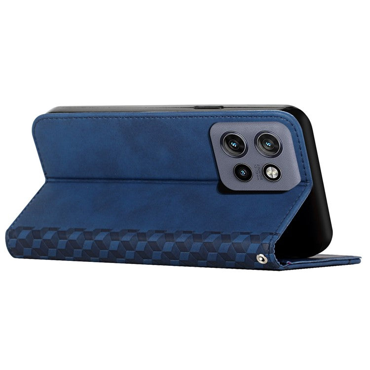 For Motorola Edge 50 Neo 5G / Moto S50 5G / Thinkphone 25 5G Phone Cover Imprinted PU Leather Wallet Stand Case - Sapphire