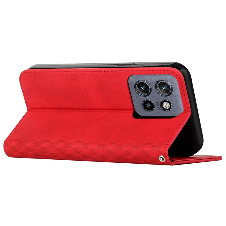 For Motorola Edge 50 Neo 5G / Moto S50 5G / Thinkphone 25 5G Phone Cover Imprinted PU Leather Wallet Stand Case - Red