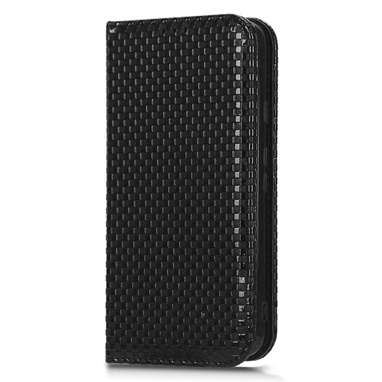 For Google Pixel 5 Grid Texture Shockproof Phone Cover PU Leather Magnetic Auto Phone Closing Case with Wallet Stand - Black