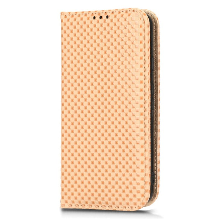 For Google Pixel 5 Grid Texture Shockproof Phone Cover PU Leather Magnetic Auto Phone Closing Case with Wallet Stand - Beige