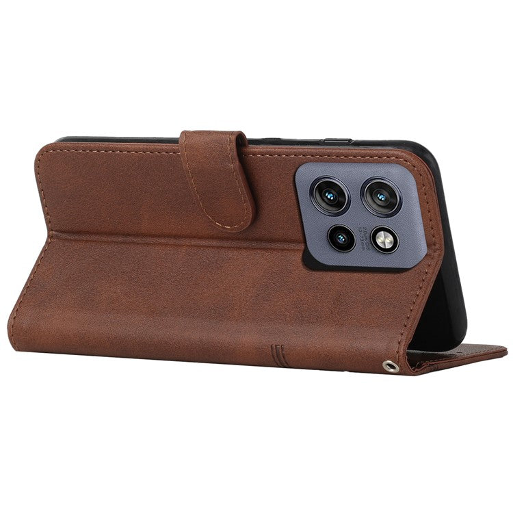 For Motorola Edge 50 Neo 5G / Moto S50 5G / Thinkphone 25 5G Case Stand Flip Protective Leather Phone Cover - Brown