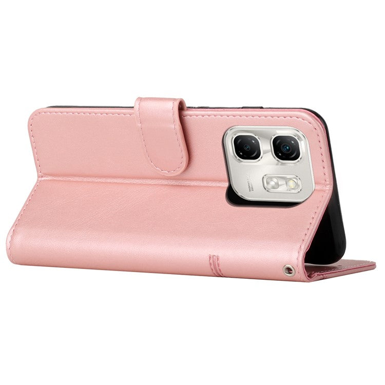 For Infinix Hot 50i 4G / Smart 9 4G Case Stand Flip Protective Leather Phone Cover - Rose Gold