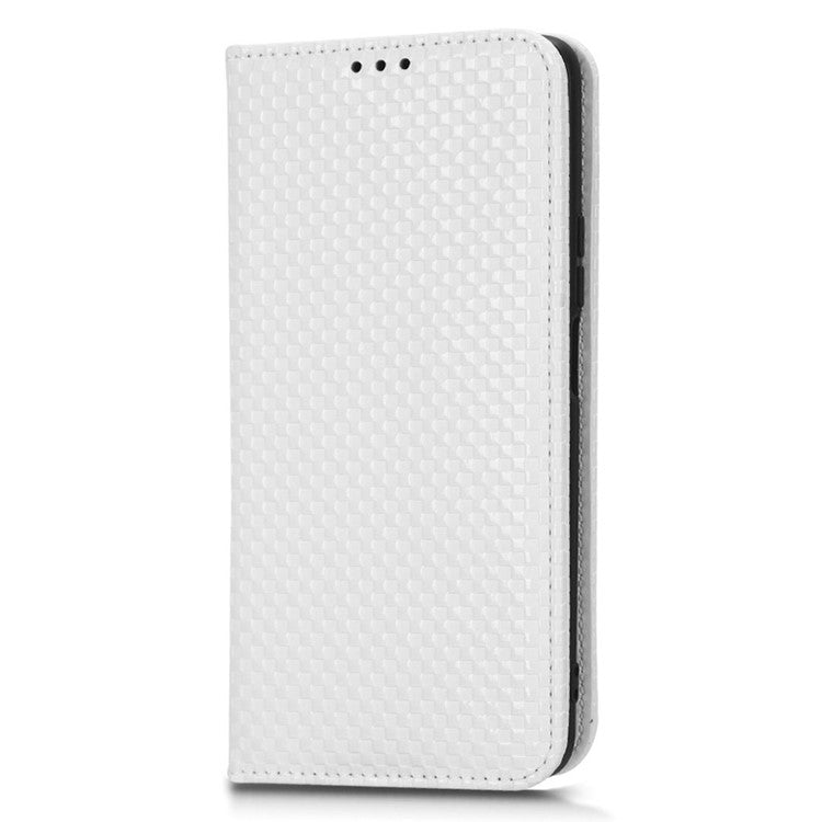 For Honor X9 5G / X30 5G / Magic4 Lite 5G Wallet Stand Grid Texture Phone Case PU Leather Magnetic Auto-absorbed Anti-drop Cover - White